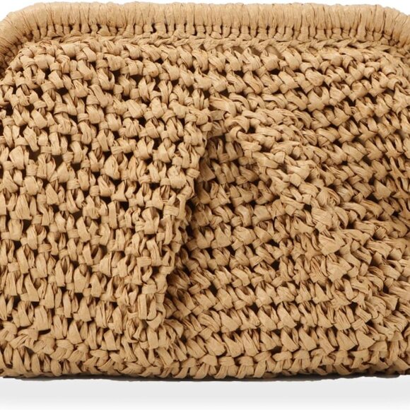 Handbags - Straw Clutch Purse for Women Cloud Dumpling Pouch Straw Crossbody Shoulder Handb
